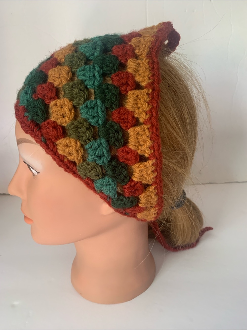 Handmade Crocheted Multicolor Headband Bandana